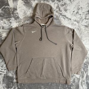 NIKE Men's Dark Gray Swoosh White Check Long Sleeve Size XL Hoodie Drawstring